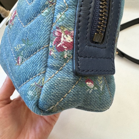 GUCCI Marmont Light Blue Denim Bag Pouch Clutch Embroidered Flowers 🌺 - Picture 5 of 9